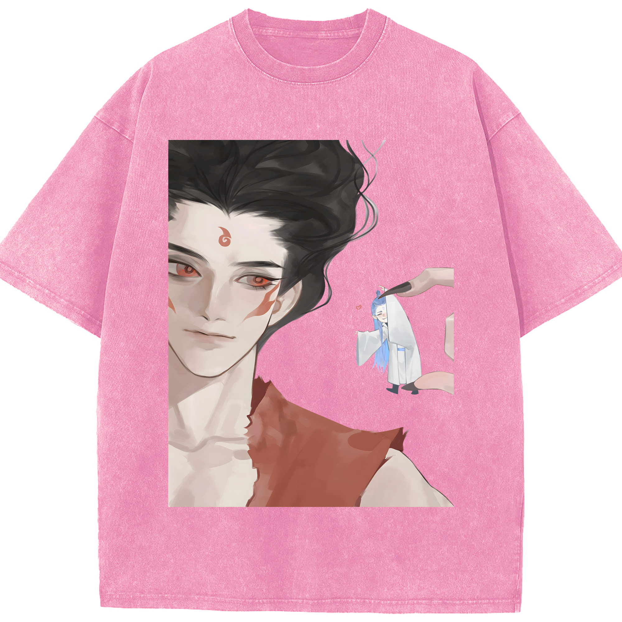 （画像用） Ne Zha 2 ナタ 魔童の大暴れ 綿100% ヴィンテージ風 半袖Tシャツ（フロントプリント）